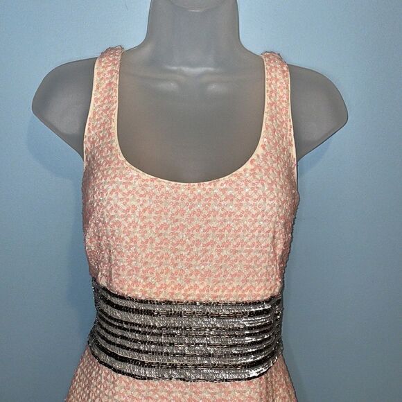 Badgley Mischka Sequin Beaded Sleeveless Mini Sheath Cocktail Dress - Picture 2 of 16